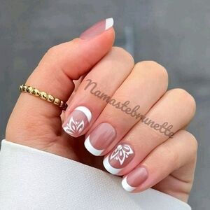 2/$16 Floral & Rhinestone French Manicure Press on Nails